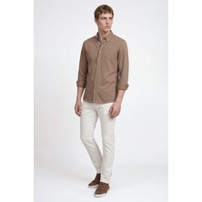 Altınyıldız Classics Erkek Vizon Pamuklu Tailored Slim Fit Dar Kesim Düğmeli Yaka Örme Gömlek