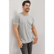 Altınyıldız Classics Erkek Gri Melanj Pamuklu Slim Fit Dar Kesim Bisiklet Yaka Tişört