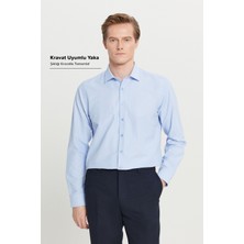 Altınyıldız Classics Erkek Açık Mavi Non-Iron Ütülemesi Kolay Terletmez Pamuklu Gömlek Slim Fit Dar Kesim Klasik Yaka