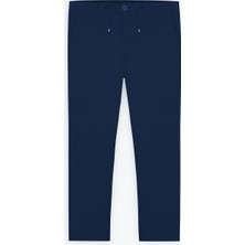 Altınyıldız Classics Erkek Lacivert Slim Fit Dar Kesim Beli Bağlamalı Yan Cep Gofre Desenli Pantolon