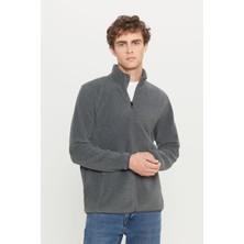 Altınyıldız Classics Erkek Antrasit-melanj Anti-pilling Tüylenme Yapmayan Standart Fit Dik Yaka Sweatshirt Polar Ceket