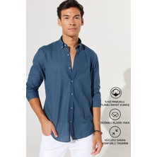 Altınyıldız Classics Erkek Kolay Ütülenebilen %100 Pamuk Nefes Alabilen Terletmez Slim Fit Gömlek