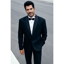 Altınyıldız Classics Erkek Siyah Slim Fit Dar Kesim Şal Yaka Desenli Klasik Smokin Takım