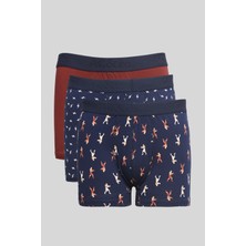 Altınyıldız Classics Erkek Premium Pamuklu Lacivert 3'lü Esnek Boxer Paketi (Damat Bohçası) Çeyiz Seti