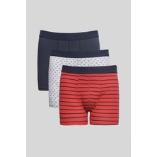 Altınyıldız Classics Erkek Premium Pamuklu Lacivert-kırmızı 3'lü Esnek Boxer Paketi (Damat Bohçası) Çeyiz Seti