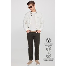 Altınyıldız Classics Erkek Haki Diz İzi Yapmayan Slim Fit Dar Kesim 5 Cep Pamuklu Kanvas Esnek Chino Pantolon