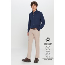Altınyıldız Classics Erkek Bej Diz İzi Yapmayan Slim Fit Dar Kesim 5 Cep Pamuklu Kanvas Esnek Chino Pantolon