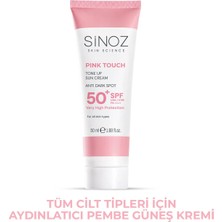 Sinoz Pink Touch SPF50+ Aydınlatıcı Pembe Yüz Güneş Kremi PA++++ Tüm Ciltler için 50ml