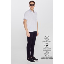 Altınyıldız Classics Erkek Çekmeyen Pamuklu Kumaş Regular Fit Rahat Kesim Beyaz Kıvrılmaz Polo Yaka Cepli Tişört