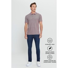 Altınyıldız Classics Erkek Çekmeyen Pamuklu Kumaş Slim Fit Dar Kesim Bordo Kıvrılmaz Polo Yaka T-shirt