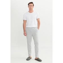 Altınyıldız Classics Erkek Gri Melanj Pamuklu Standart Fit Normal Kesim Beli Lastikli Cepli Pijama Altı