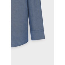 Altınyıldız Classics Erkek Oxford Kolay Ütülenebilir Terletmez Pamuklu Gömlek Lacivert Düğmeli Yaka Slim Fit Dar Kesim