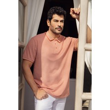 Altınyıldız Classics Erkek Çekmeyen Pamuklu Kumaş Regular Fit Rahat Kesim Kiremit-bej Kıvrılmaz Polo Yaka Cepli Tişört