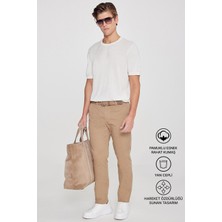 Altınyıldız Classics Erkek Camel Kanvas Diz İzi Yapmayan Slim Fit Dar Kesim Yan Cep Esnek Chino Pantolon