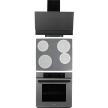 Alveus Shadow Gri Elektrikli 3'lü Cam Dijital Ankastre Set (3000-VİTRO-MFA627)
