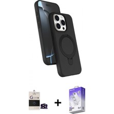 Pileli Store Pilelistore™ iPhone 14 Pro Max Kılıf Iz Işık Koleksiyonu - Siyah Bilvis 5in1 3D Magic Cam Ekran Koruyucu + Bilvis Titan Kamera Lens - Sh