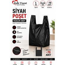 Kalbi Ticaret Siyah Poşet Kalın Küçük Boy 1 Kg 25x45 cm Atlet Poşet Market Manav Poşeti