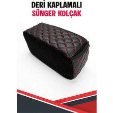 Rizq Jaguar F-Type Ile Uyumlu Sünger Kolçak Siyah Deri Kırmızı Dikişli