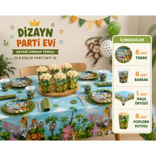Dizayn Parti Evi Safari Orman Temalı 8 Kişilik Doğum Günü Parti Seti – Jungle Konsept
