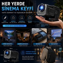 Teknomie Android Wifi Taşınabilir Akıllı Projektör – 4K Ultra Hd, Bluetooth 5.0, Hoparlör, Çok Amaçlı Akıllı Mini Projeksiyon