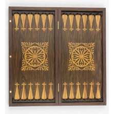 Bispot Büyük Boy Ahşap Kaplama Tavla , Ahşap Pullu  46X46CM Tavla