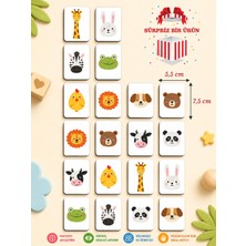 Karbonsoft Zeka Kartları Ahşap Eğitici Hafıza Eşleştirme Oyunu Sevimli Hayvanlar Eğitici Puzzle Oyuncak Kart Oyunu (5,5 x 7,5 Cm)