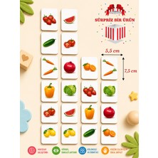 Karbonsoft Zeka Kartları Ahşap Eğitici Hafıza Eşleştirme Oyunu Sevimli Meyveler Oyuncak ( 5,5 x 7,5 Cm)