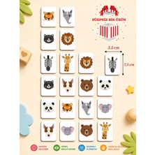 Zeka Kartları Eşleştirme Oyunu Sevimli Hayvan Hafıza Kartı Ahşap Eğitici Puzzle Oyuncak (5,5x7,5 Cm)