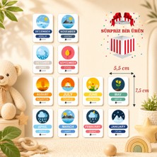 Karbonsoft Ahşap Ingilizce Türkçe Mevsim Kartları-Ingilizce Eğitim Seti Ingilizce Öğrenme Kartları Montessori
