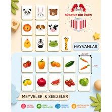 Zeka Kartları Eğitici Oyuncak Hafıza Kartı Hayvan ve Meyveler Eğitici Puzzle Oyuncak ( 5,5 x 7,5 Cm)