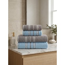 Asev Tekstil 90X150 & 50X90 cm Nevora Serisi 4’lü Banyo Havlu Seti – Hamam Seti