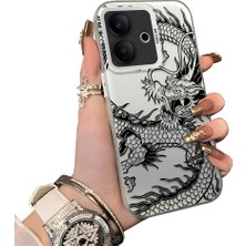 HONTINGA Vivo V60 Lite 5g ile Uyumlu Kılıfı Silikon Kenar Sert Arka Düşüme Önleyici Basitlik Anti Düşme Kamera Korumali Ejderha Desen Telefon Kılıfı Kadın ve Erkek Için Uygundur K1-0737