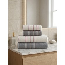 Asev Tekstil 90X150 & 50X90 cm Nevora Serisi 4’lü Banyo Havlu Seti – Hamam Seti