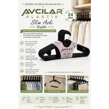 Avcılar Plastik Slim Siyah Askı 24 Lü Elbise Kıyafet Askısı Elbise Askısı Etek Askısı Pantolon Askısı Bluz Askısı