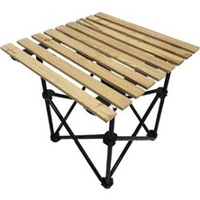 Evvon Katlanır Ahşap Tablalı Kamp Masası 50X50 cm 2 Adet