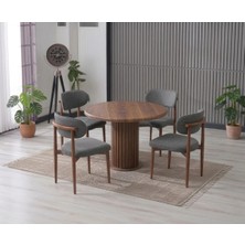 JoyMassa Lina Bohem 90X90 Ahşap Yuvarlak Masa & 4 Polo Sandalye Seti