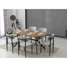 JoyMassa Luna Arya Yemek Masası Takımı / 6 Kişilik Mdf Masa & Polo Sandalye Takımı