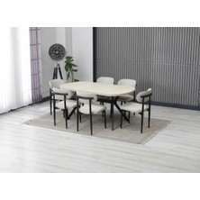 JoyMassa Luna Arya Yemek Masası Takımı / 6 Kişilik Mdf Masa & Polo Sandalye Takımı