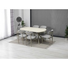 JoyMassa Luna Arya Yemek Masası Takımı / 6 Kişilik Mdf Masa & Polo Sandalye Takımı