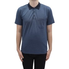 Santa Fistan Store Erkek Desenli Klasik Kesim Rahat Kalıp Tek Cepli Polo Yaka T-Shirt