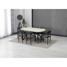 JoyMassa Luna Arya Yemek Masası Takımı / 6 Kişilik Mdf Masa & Polo Sandalye Takımı