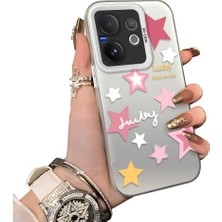 HONTINGA Vivo V60 5g ile Uyumlu Kılıfı Silikon Kenar Sert Arka Düşüme Önleyici Basitlik Anti Düşme Kamera Korumali Yıldız Desen Telefon Kılıfı Kadın ve Erkek Için Uygundur K1-0707