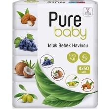 Pure Wipes Pure Baby Bebek Islak Mendil 4X50 Adet