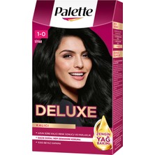 Palette Deluxe 1-0 Siyah Saç Boyası 115 ml Etkili Saç Bakım Kompleksi ile Parlak Sonuç