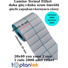 Toptantek Barkod Etiketi 20X40 mm Yan Yan 2 Sıra Lamine Termal Etiket