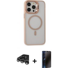 Marsilyan™- iPhone 15 Pro Max Kılıf Ahenk Klasik Özel Seri - Siyah 3D Antistatik Hayalet Cam Ekran Koruyucu + Raze Metal Kamera Lens - Gs