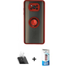 İlk El Grup Pilelistore™ Pocophone X3 Kılıf Yörünge Çizgi - Siyah 5d Eko Cam Ekran Koruyucu + Kamera Lens Koruma Cam - Sf