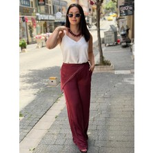Mzr Taşlı Fular Detaylı Parlak Pantalon