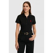 U.S. Polo Assn. Kadın Siyah Polo Yaka Basic Tişört 50321798-VR046