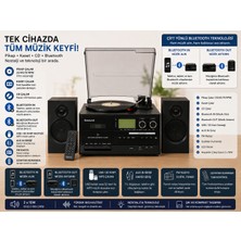 Dosound Tr-18 Ahşap Hoparlörlü Pikap Çalar Kaset CD Bluetooth USB Sd Müzik Sistemi